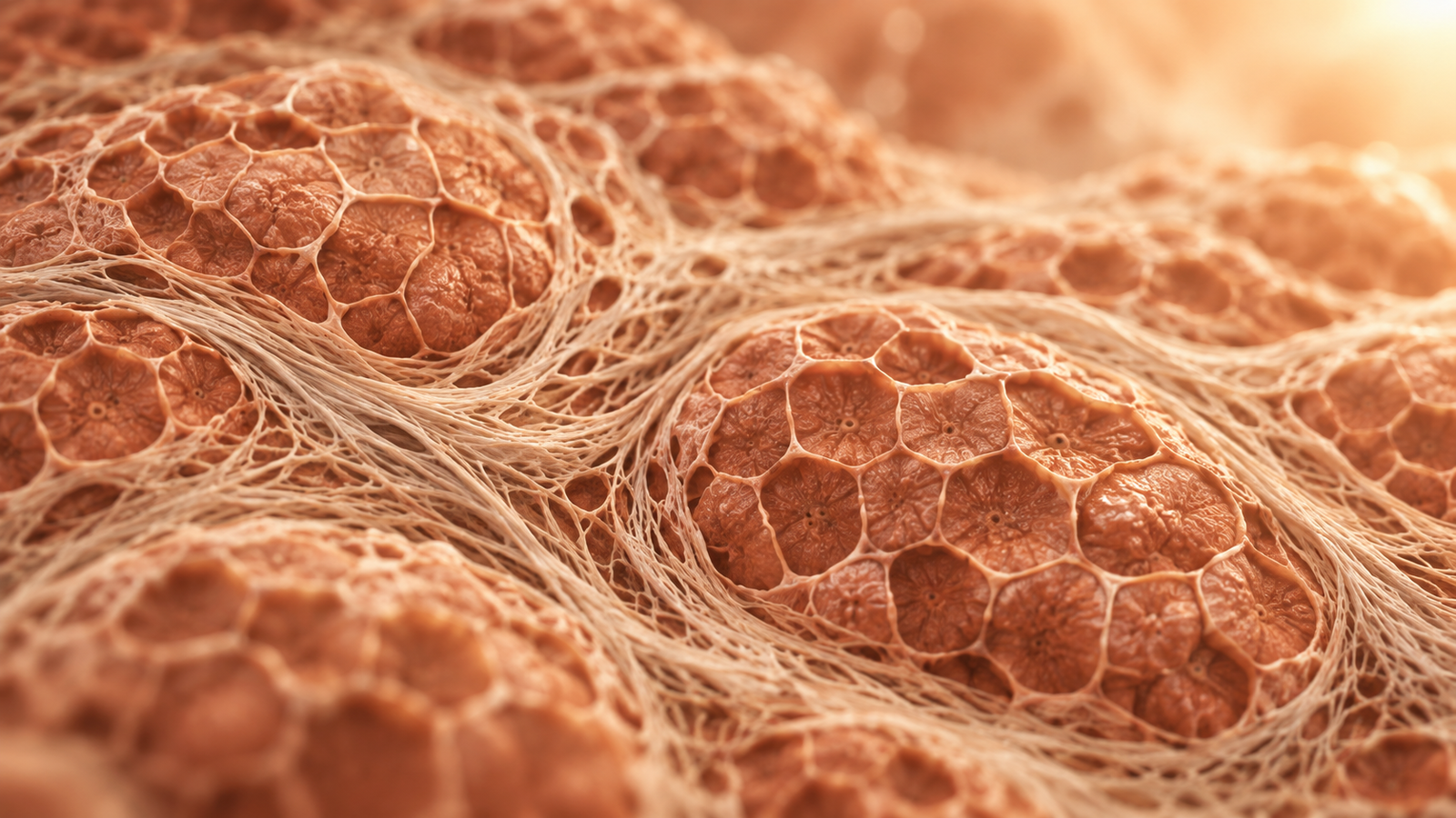 Representação abstrata de tecido hepático fibroso